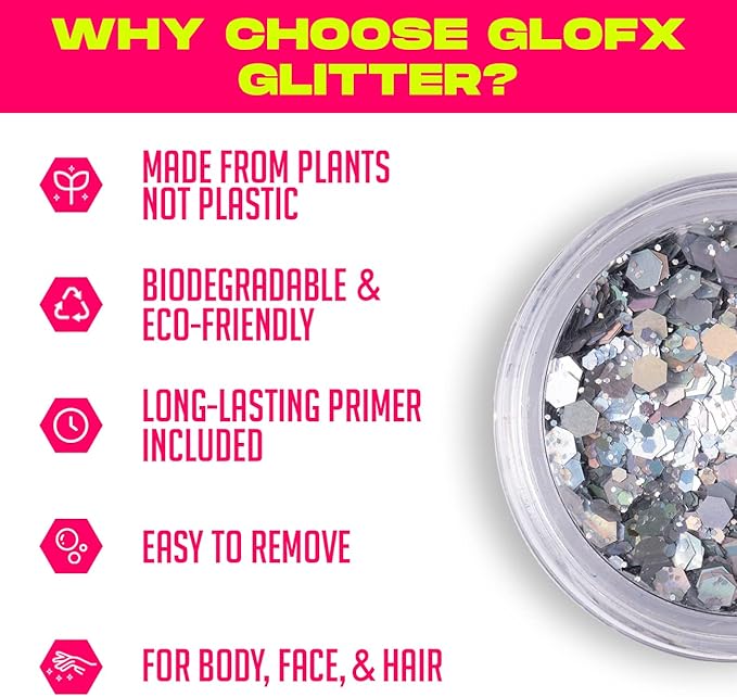 Blue Biodegradable Glitter Makeup | Plant Based, Eco Friendly, Hair Glitter, Face Glitter or Body Glitter | Cosplay EDM Music Festival and Rave Makeup Accessory | 5 Grams of Chunky Glitter