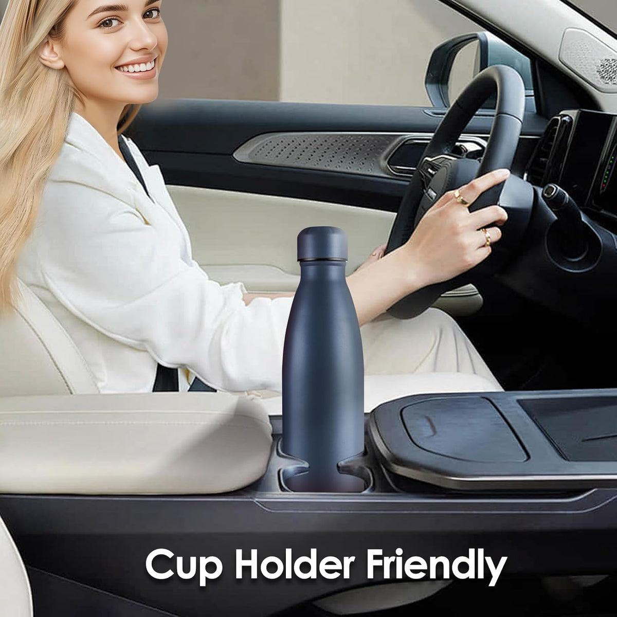 25oz Cola-Bottle Shaped Stainless Steel Leak-proof Water Bottle,Double Wall Vacuum Insulated Metal,Travel Mug For Sports Indoors & Outdoors,BPA-Free School Kids Flasks,Navy(4 Pack)