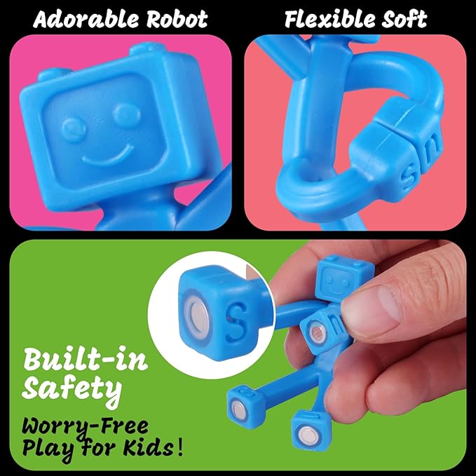 12 PCS Magnetic Travel Toys for Kids, Creative, Portable and Educational, Magnetic-People-Magnet-Men: Cute Robot & Funny Magnets, Small Fidget Toys for Classroom Prizes, Easter Egg Stuffers, Office