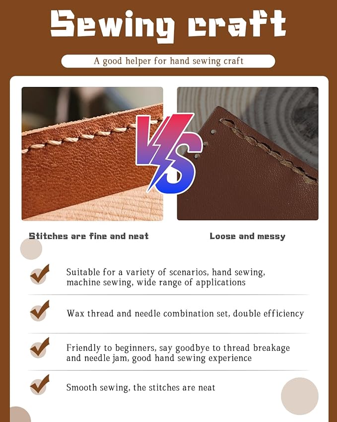 DIUDUS 218 Yards Waxed Thread, Upholstery Thread Heavy Duty for Hand Sewing with Heavy Duty Sewing Needles, Leather Repair kit for Furniture Shoes Bags Sofa (Light Gray)