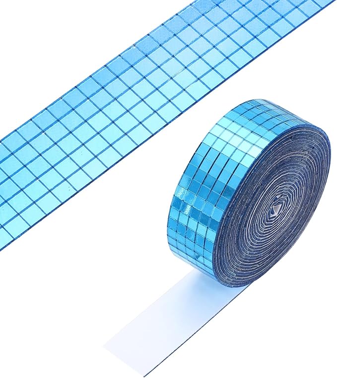 PATIKIL 5x5mm Self Adhesive Mirrors Mosaic Tiles, 3600 Pcs Square Mini Glass Mosaic Disco Tile Sticker for DIY Craft Disco Ball Party Decoration, Light Blue