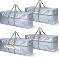 4 Pcs 176 Gallon Large Moving Bags with Zipper and Handles Foldable Storage Duffle Bags Heavy Duty Extra Large Totes for College Dorm Travel Clothes Blankets Bedding Moving (Silver)