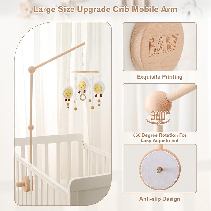 JETMHH Baby Crib Mobile Arm Holder - 36 Inch Large Version Safe Anti Slip Baby Mobile Hanger