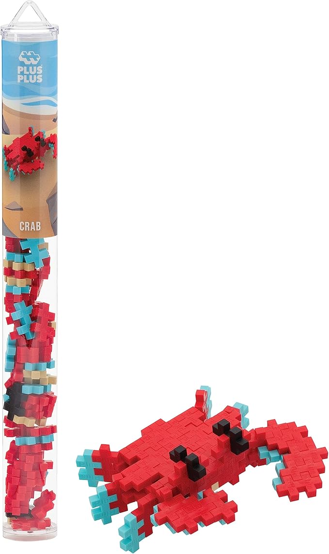 PLUS PLUS 3D Puzzle Building Block Set, 70 Mini Interlocking Pieces, Fun STEM Toys for Kids - Crab Mini Maker Tube