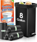 8 Gallon 130 Counts Strong Trash Bags Garbage Bags by RayPard, fit 30 Liter Kitchen Waste Basket, Medium Trash Bags Can Liners for Home Office Kitchen Bathroom Bedroom, Black