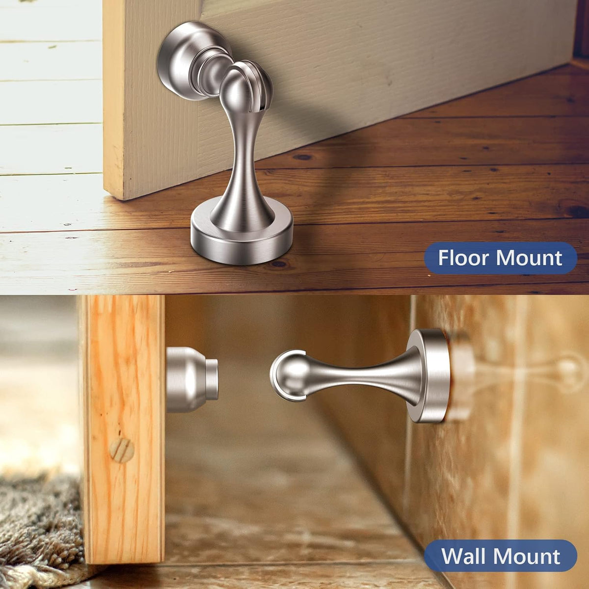 Magnetic Door Stop Stainless Steel，Door Stopper, Heavy Duty for Various Door Types, Keep Your Door Open, Wall Mount Door Holder/Catch