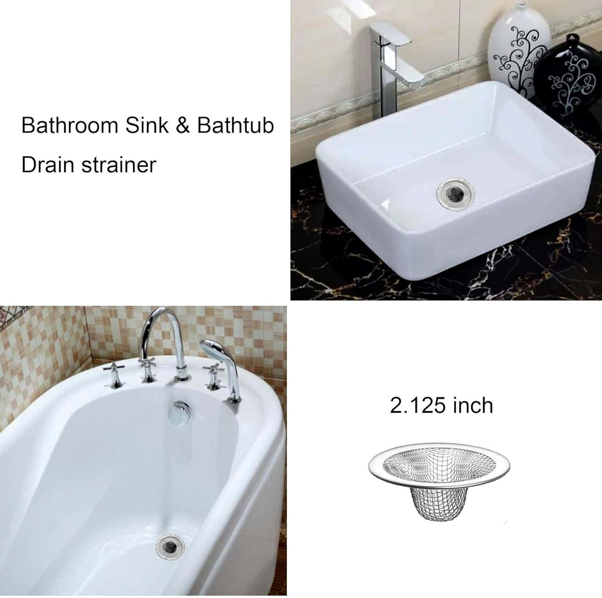 20Pcs Small Drain Mesh Basket, 2.125'' Bathroom Sink Drain Strainer Screen Mesh Sink Strainer Hair Catcher Drain Filter Cover for Bathtub Lavatory RV Laundry Shower Floor Utility Sink Drain