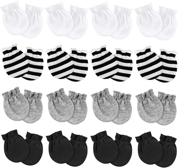 Newborn Baby Mittens No Scratch Cotton Elastic Wrist Gloves Infant Toddler Mittens for Baby Boy Girl 0-6 Months