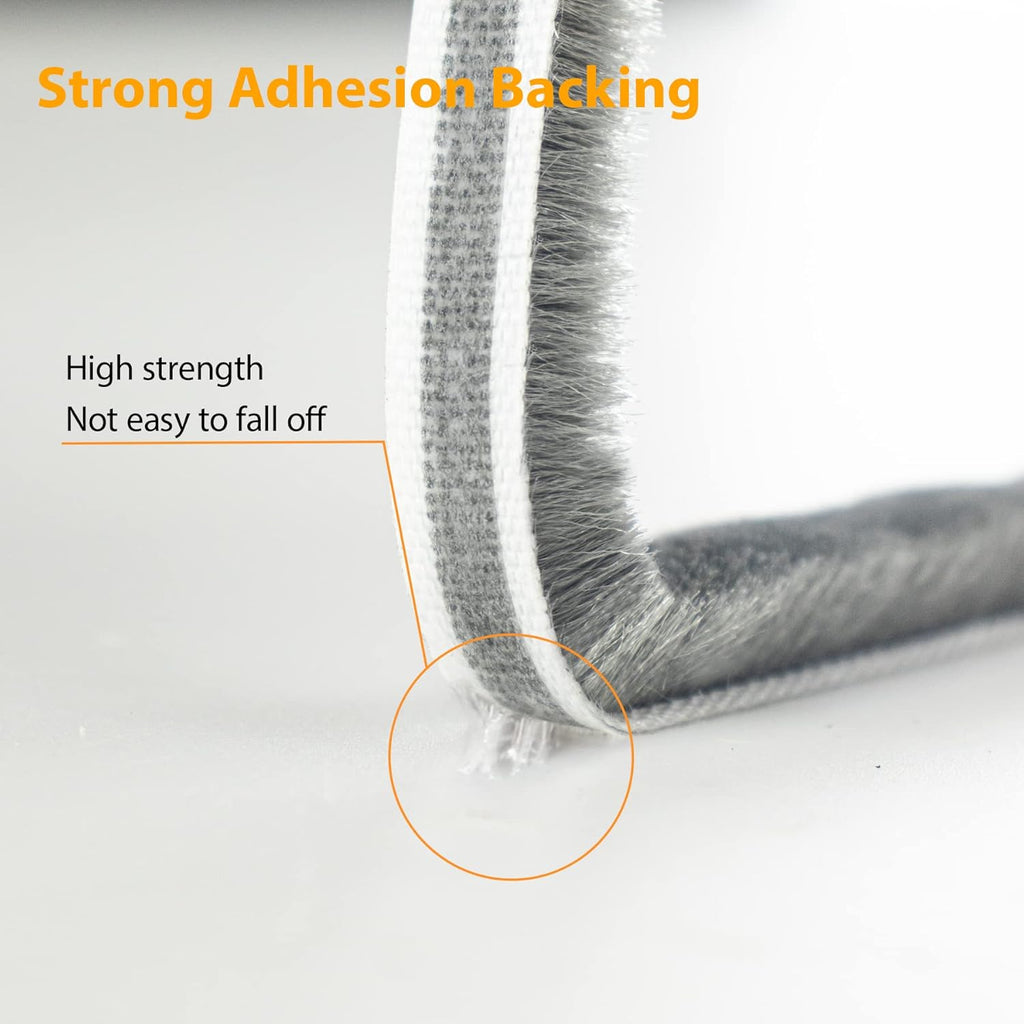 65FT Brush Weather Stripping, Neat Pile Self Adhesive Seal Strip for Windows and Door, Weatherstrip for Soundproofing, Windproof, Dustproof, Stronger Stickiness, 0.35'' Wide x 0.35'' Thick, White
