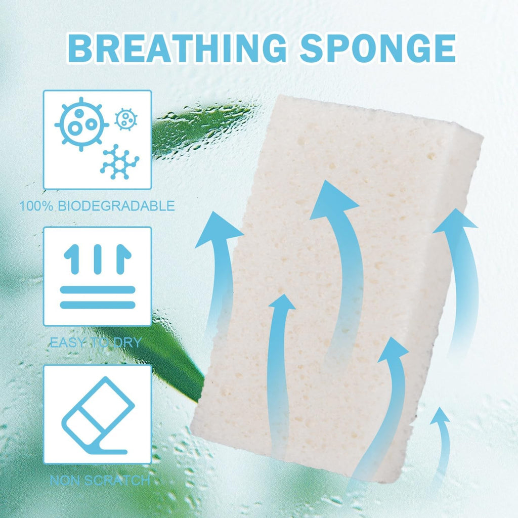 YoleShy White Sponges Kitchen 10 Pack Natural Compressed Cellulose Sponges for Dishes Non Scratch for Household Cookware Bathroom Cars Soft Super Absorbent Reusable
