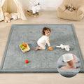 1.3" Thick Baby Play Mat for Floor, 79x118 Large Foam Tummy Time Mat, Padded Support Soft Plush Nursery Rug for Infant Kids Toddler Crawling Kick Activity (Light Grey)