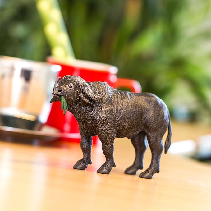 Safari Ltd. Cape Buffalo Figurine - Detailed 5" Plastic Model Figure - Fun Educational Play Toy for Boys, Girls & Kids Ages 3+