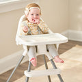 Regalo High Chair for Babies and Toddlers, Easy to Clean, Sturdy Award Winning Brand, Removable Oversized Tray with Cup Holder, Five Point Harness, White