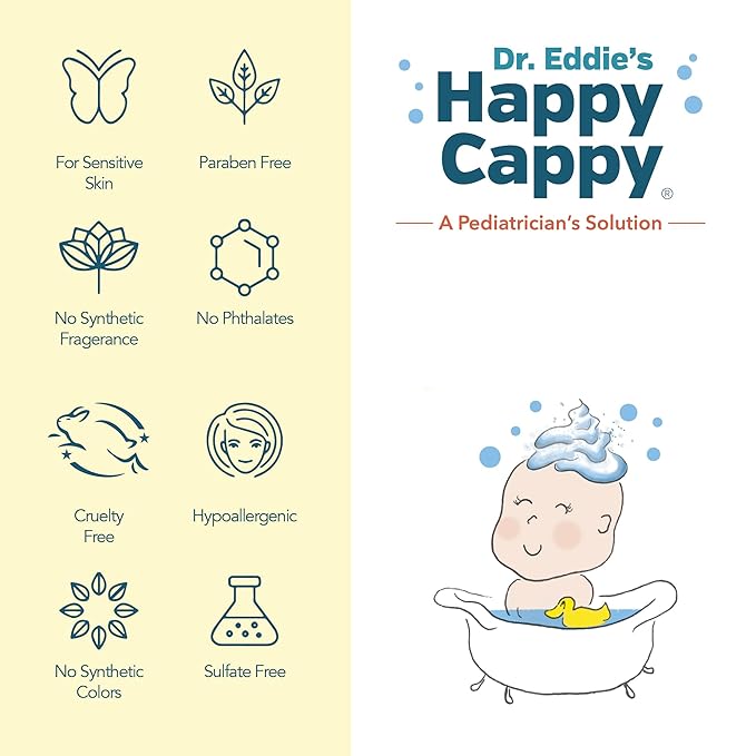 Happy Cappy Baby Shampoo and Body Wash - Shampoo & Body Wash for Eczema-Prone Skin, For Infants, Toddlers, & Kids, Reduces Itching and Redness, Dermatologist Tested, Fragrance Free - 8 fl oz