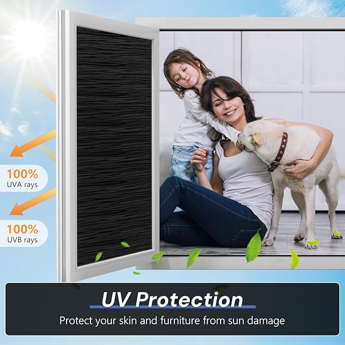 Haton Blackout Window Film, Black Out Sun Blocking Window Cover, Static Cling Frosted Privacy for Glass, Heat Control Darkening Room Coverings Shades Tint for Home Day Sleep, 17.5" x 78.7"