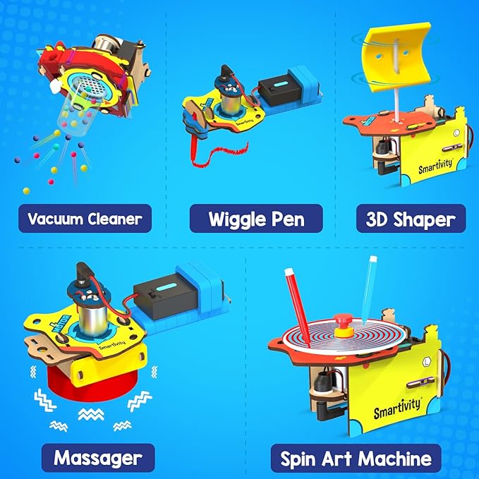 Smartivity 10-in-1 Motor-Powered Gadgets Kit for Kids Ages 6,7,8,9,10,11,12 Years Old | Build 10+ Cool Electronics Projects | Birthday Gift for Smart Kids | DIY STEM Toy for Boys & Girls 6-12
