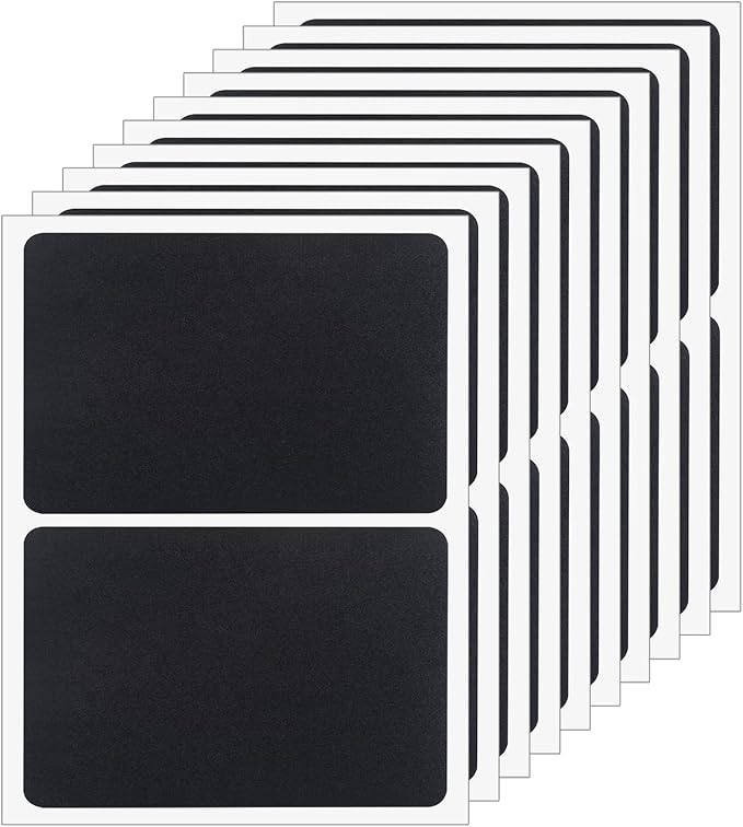 ONUPGO 20 Pack Chalkboard Labels, 4" X 6" Reusable Blackboard Stickers, Waterproof Chalkboard Sticker for Jars, Parties Decoration, Craft Rooms, Weddings, Storage, Organize Your Home & Kitchen