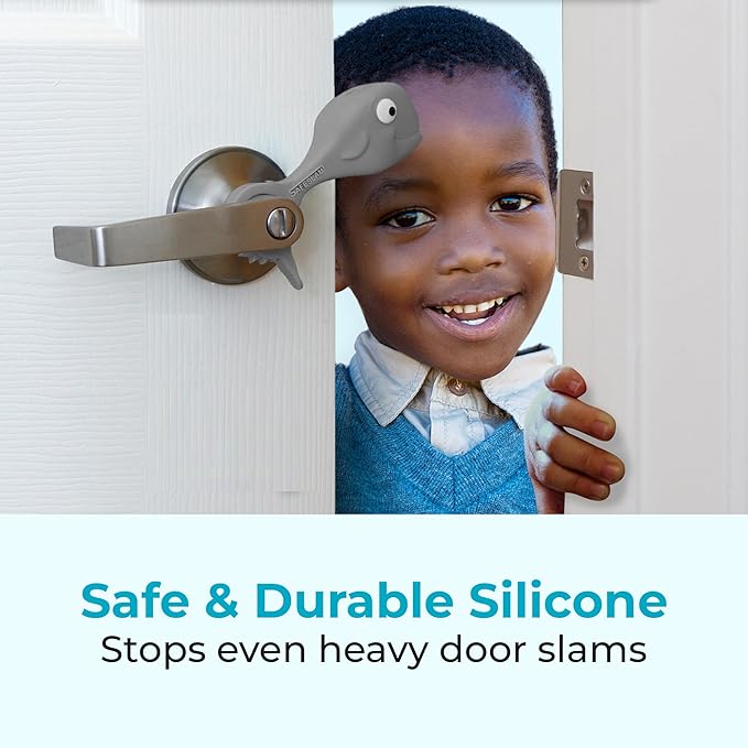 Baby Proofing Door Stopper, Door Pinch Guards Protect Child Fingers & PET Tails. Baby Safety Finger Protectors Prevent Pinch Injuries – Kids and Adults Love Whale Pinch Guard (Grey)