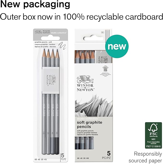 Winsor & Newton Studio Collection Artist Pencils, Graphite Pencils, Set of 5