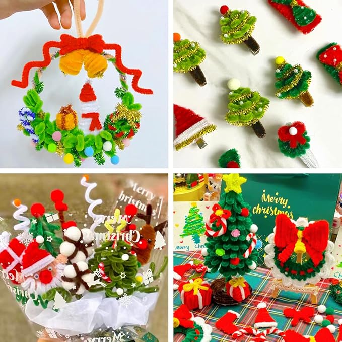 Eppingwin 200pcs Pipe Cleaners, 8 Colors Pipe Cleaners Craft Supplies, Chenille Stems for DIY Arts Crafts Project (Christmas Colors)