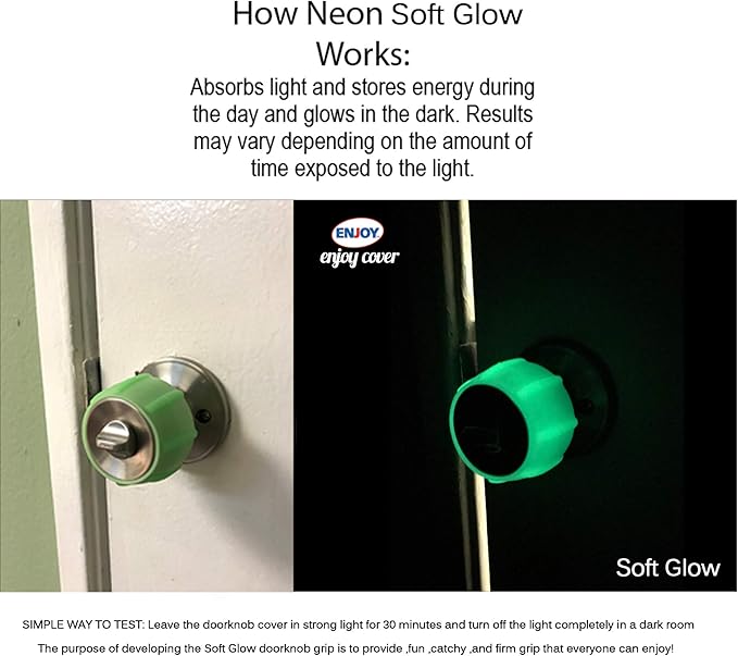 Enjoy Cover - 2 Pack Silicone Door knob Grips Maximum Grip Nonslip Arthritis & Senior Living Aids Grippy Easy Open Fits All Door Knob Universal Size Decorative (Neon Green)