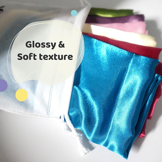 Play Scarves for Kids – 34" 6 Pack Play Silks with Glossy & Matte Texture – Colorful for Toddlers, Montessori Toy for Sensory Play, Pretend Play & Movement
