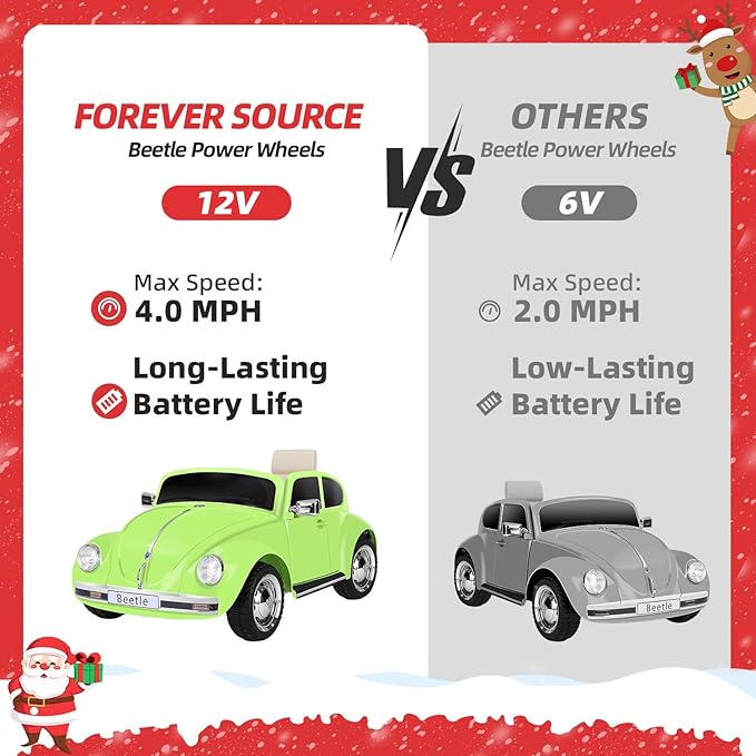 12V Kids Electric Car, Power Wheels with Remote Control, Ride on Car Toys with LED Light, 3 Speeds, Music, Green