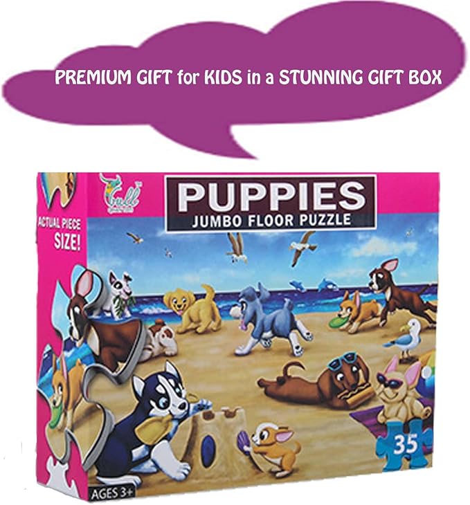 Jumbo Floor Puzzle for Kids, Large Jigsaw Puzzles 35 Piece for Kids Ages 3-5,Preschool Learning & Education Toys, Gifts for 4-8 Year Old Boys and Girls (Dog Animals)