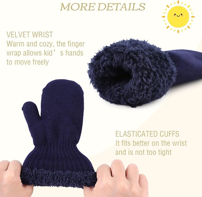 PESAAT Baby Girl Mittens Fleece Toddler Boy Mittens Warm Kids Winter Gloves Unisex Cold Weather Baby Gloves