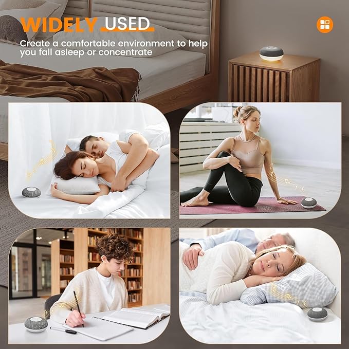 YEVIK 39 Sounds White Noise Machine with Night Light, Portable Rechargeable Sleep Sound Machine for Adults Kids Baby, USB-C, Timer for Home Office Travel Relaxation