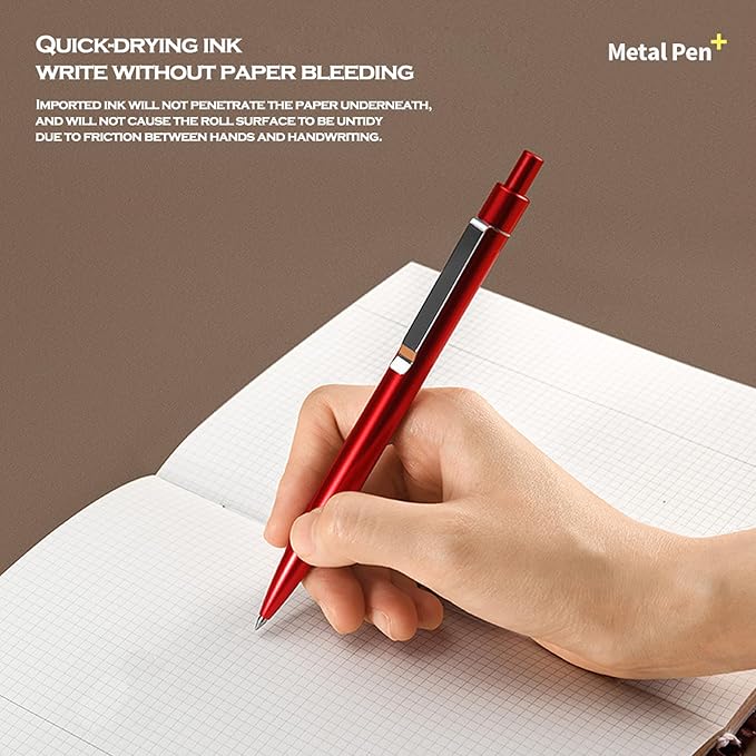 DUNBONG Black Metal Gel Pen, Gel Ink Ballpoint Pen, Black Ink, 0.5mm Retractable Ink Pen (Black)