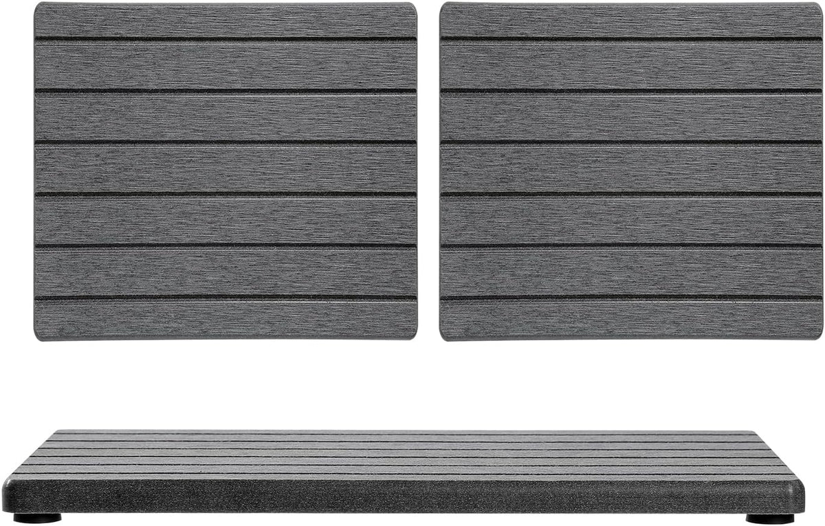 3 Pack Diatomite Stone Sink Tray, Water Absorbing Mat for Kitchen & Bathroom Counter, Quick Dry Soap Dish Makeup Vanity Caddy,Sponge Holder Organizer, Dark Gray 2pcs of 8"x 3.8" and 1pc of 3.8"x 3.8"