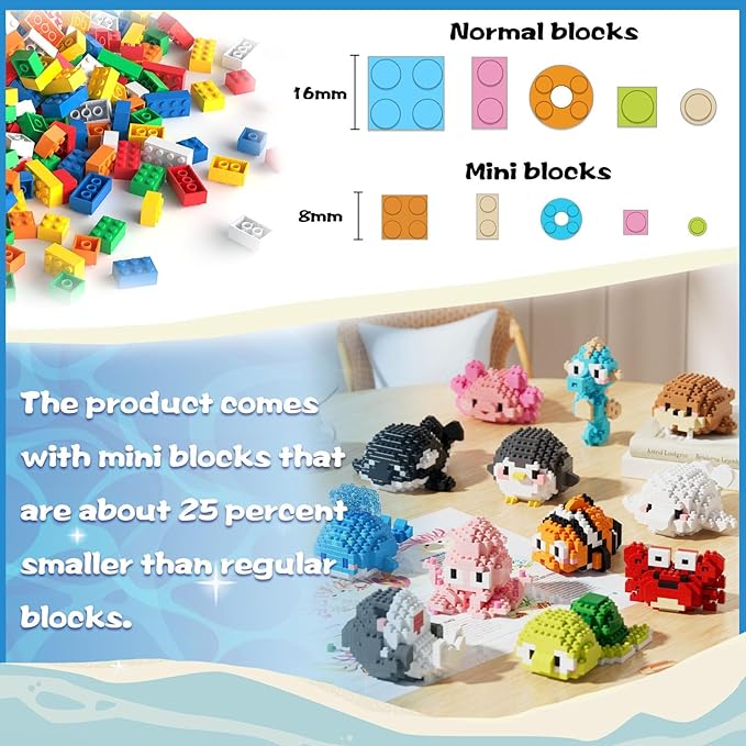 Micro Building Blocks Sets, 12 in 1 Cute Aniamls Series for Kids Birthday Party Favors, Mini Building Blocks, Micro Building Kit Toys, Building Blocks for Adults & Kids