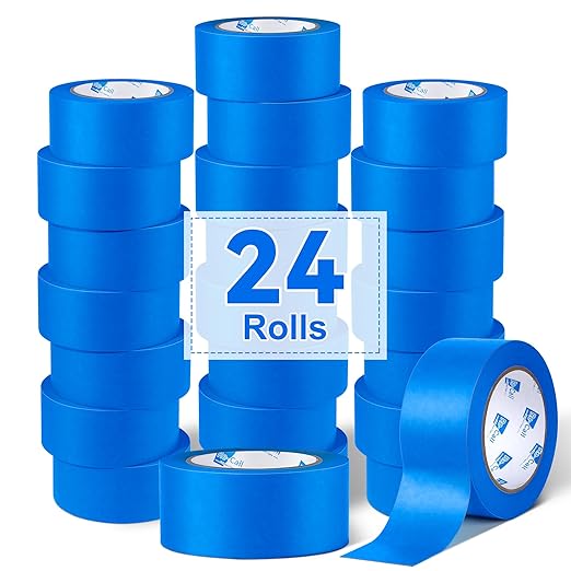 Re-Call Painters Tape 2 Inch Wide,24 Rolls Painting Tape,Blue Masking Tape 2 Inch 55 Yards,1320 Total Yards.