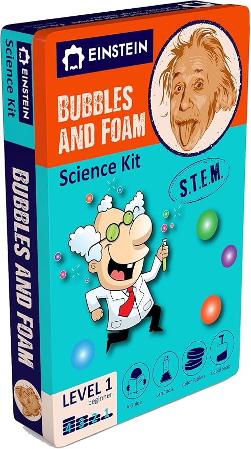 Einstein’s Bubbles and Foam LAB Science Kit for Kids. STEM for Boys & Girls Detailed Picture Guide Included.