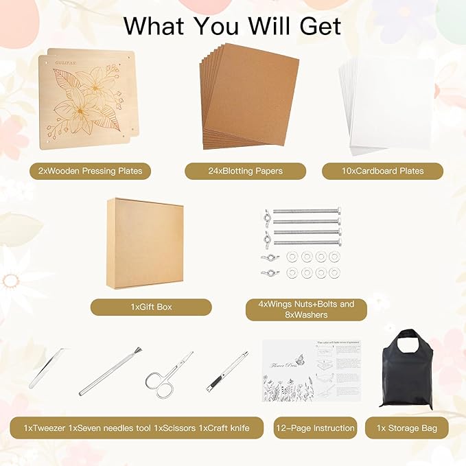 Extra Large Flower Press Kit 10.8 x10.8 inches with Storage Bag, DIY Arts and Craft Kit 10 -Layers, Ideal Gift for Flower & Plant Lovers