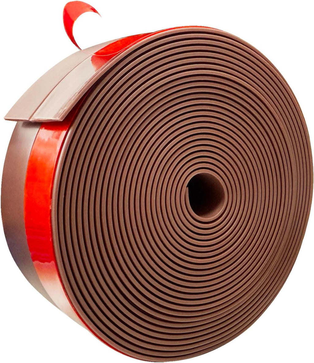 Silicone Weather Stripping, Door Draft Stopper Window Seal Strip for Gaps of Door & Windows, Garage Door Under Bottom, Sealing Tape Shower Doors Sweep (Brown, 2 inch x 20 Ft.)