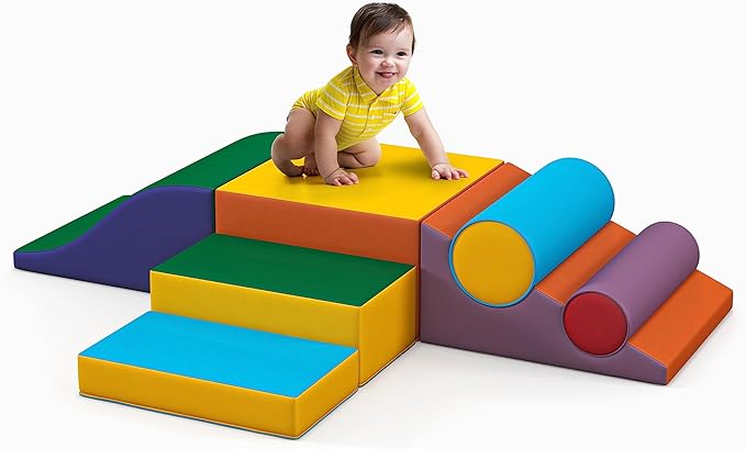 Toddler Foam Climbing Set Indoor - Kids Climb & Crawl Soft Activity Playset - Toddler Climber Gymnastics Equipment for Walking in Balance