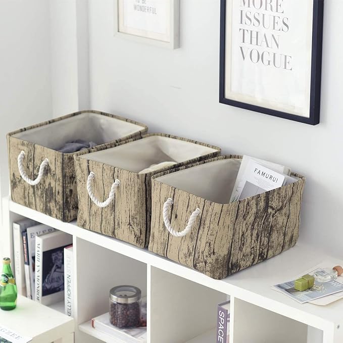 TcaFmac Fabric Storage Basket, Decorative Canvas Storage Bins Baskets for Gifts Empty Tree Stump