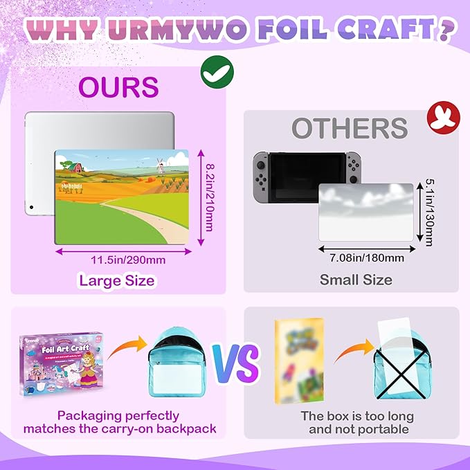Foil Arts and Crafts for Kids Ages 4-8, Large Size Princess Fun Foil Art Craft Supplies Kits, No Mess DIY Creative Activity Travel Toys, Foam Sticker Coloring Books,Party Favor Birthday Gifts for Kids