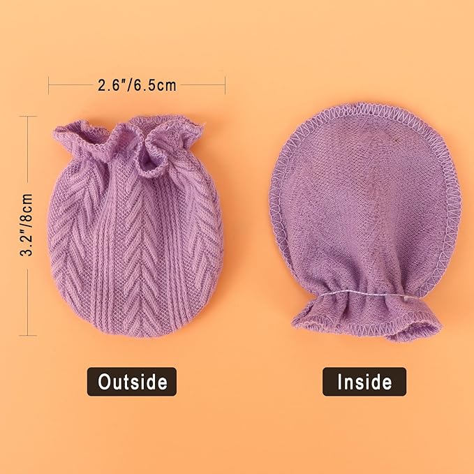 Newborn Baby Mittens No Scratch Cotton Elastic Wrist Gloves Infant Toddler Mittens for Baby Boy Girl 0-6 Months