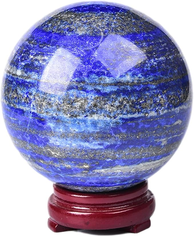 JIC Gem Extra Large Lapis Lazuli Quartz Crystal Sphere,Decorative Crystal Ball Blues Gemstone Sphere for Meditation,Office Table Decorations 100-110mm