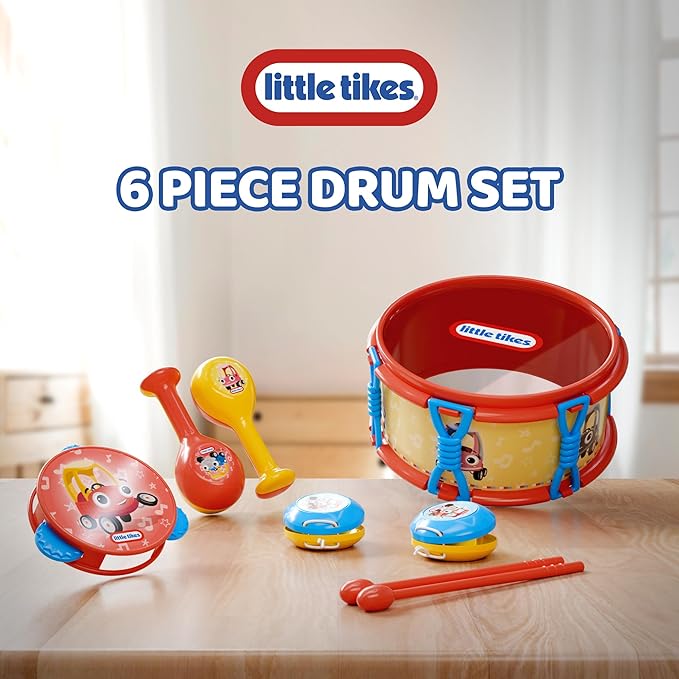 Lollipop Little Tikes Baby Musical Instruments Set - 6 Piece Drum Set, Maracas, Music Fun for Toddlers, Preschool Educational Toys - Musical Toys for Toddlers