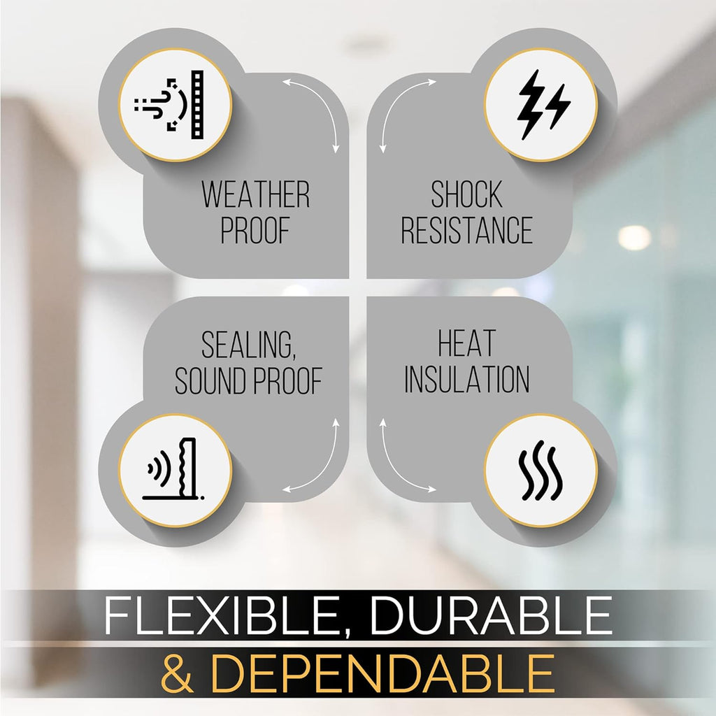 High Density Foam Weather Stripping Door Seal Strip Insulation Tape Roll for Insulating Door Frame, Window, Air Conditioner | Self Adhesive Sealing Weatherstrip (White, 1/2 in x 1/4 in 30 Ft)