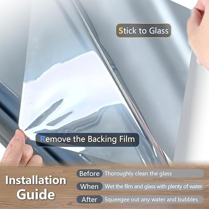LEMON CLOUD One Way Window Privacy Film See Out Not in Reflective Mirror UV Window Cling Sun Blocking Heat Control Glare Control with Tools,45.2 Inch x 78.7 Inch