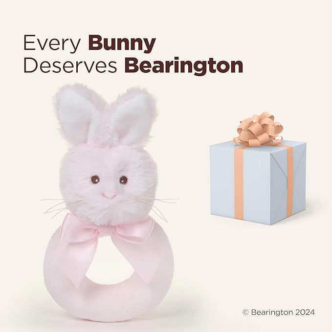 Bearington Baby Lil’ Bunny, 5.5 Inch Pink Soft Stuffed Easter Bunny Rattle, Baby Easter Gifts - Newborn Toy