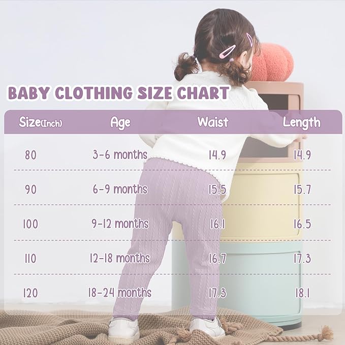 U·nikaka Toddler Baby Girls Pants Ribbed Infant Pants Leggings Toddler Baby Girl Bottoms Leggings 2 Packs