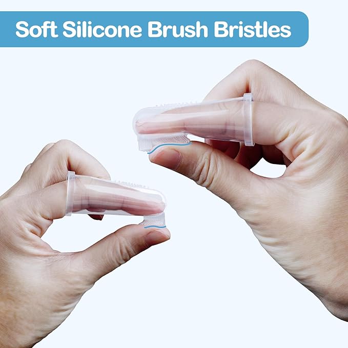 dearlomum Finger Toothbrush for Teething Training, Silicone Oral Cleaner for Newborns and Toddlers, 2PCS