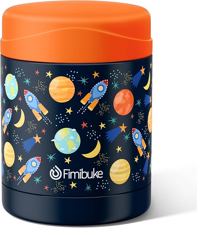 Fimibuke Insulated Kids Food Jar, 12 OZ Bpa Free Wide Mouth Stainless Steel Vacuum Thermos for Hot Cold Food for School Travel Leakproof Toddler Boy Girl Lunch Container Snack Cup for Fruits Veg Soup