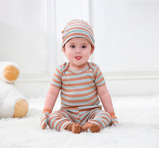Newborn Baby Boy Girl Caps Mittens Socks Set Cotton Baby Essentials Accessories (Hats+Gloves+Socks)